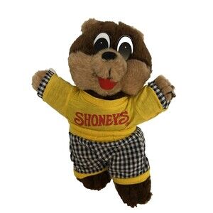 Vintage Shoney's Restaurant Teddy Bear Plush Stuffed Animal 1995 Plaid Pants